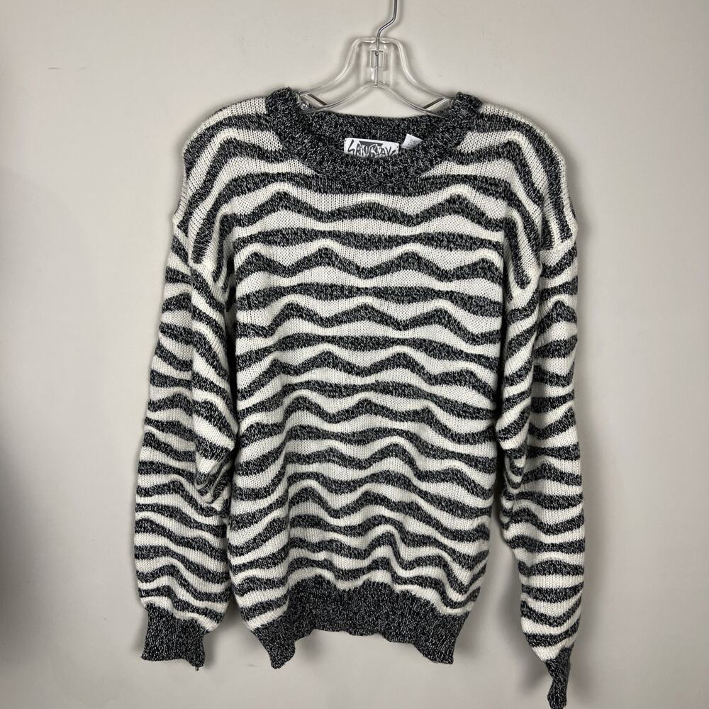 Vintage Saturdays Unisex Medium Crewneck Sweater Coogie Style Wavy Stripes 90s